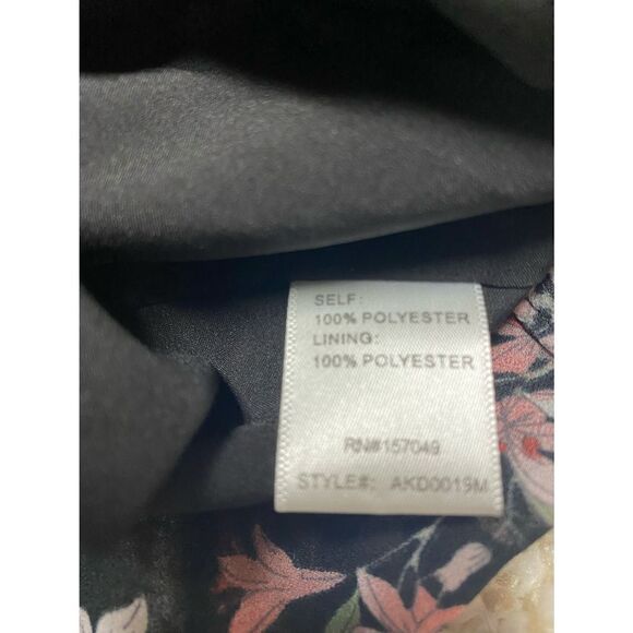 Fanco Black Floral Spaghetti Strap Asymmetrical Dress Size Medium NWT - Picture 8 of 9